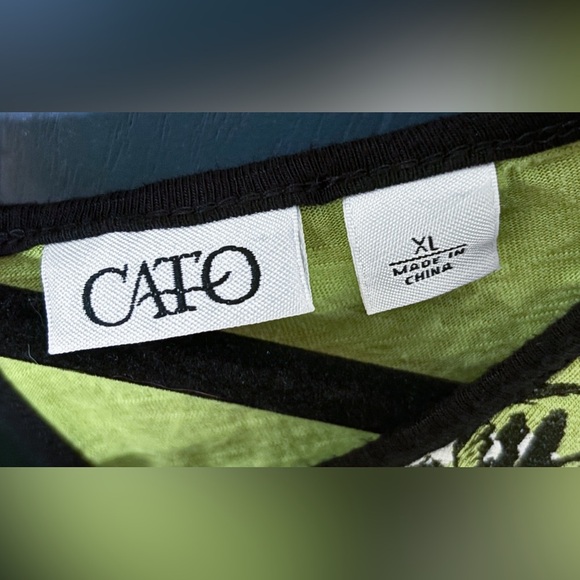 Cato Lime Green Palm Trees Cropped Tank Top Shirt XL Tropical Coastal Beach Boho - Picture 2 of 3